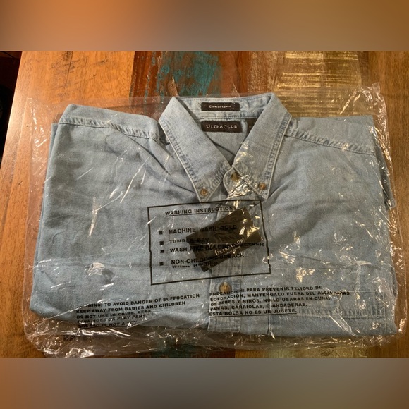 Ultra Club Men's Light Blue Casual Button Down Cotton Shirt - Picture 4 of 4